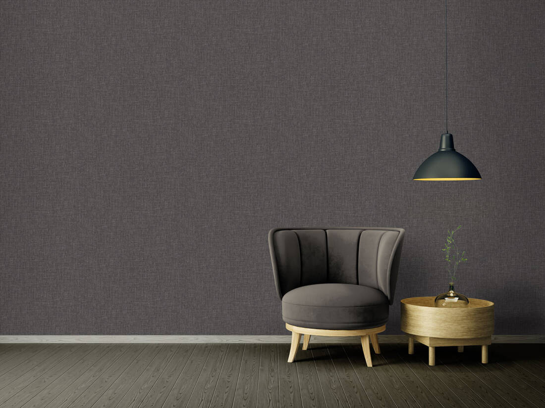 Faux Fabric Textured Wallpaper in Black/Metallic