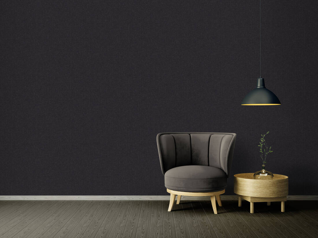 Classical Plain Textured Wallpaper in Black from the Versace IV Collection