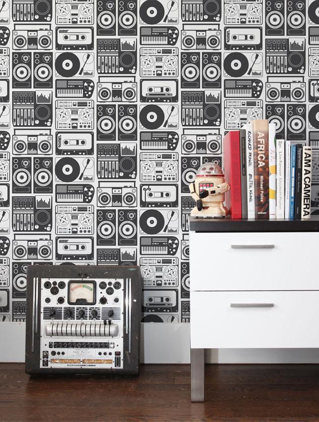 Analog Nights Wallpaper in Charcoal design by Aimee Wilder