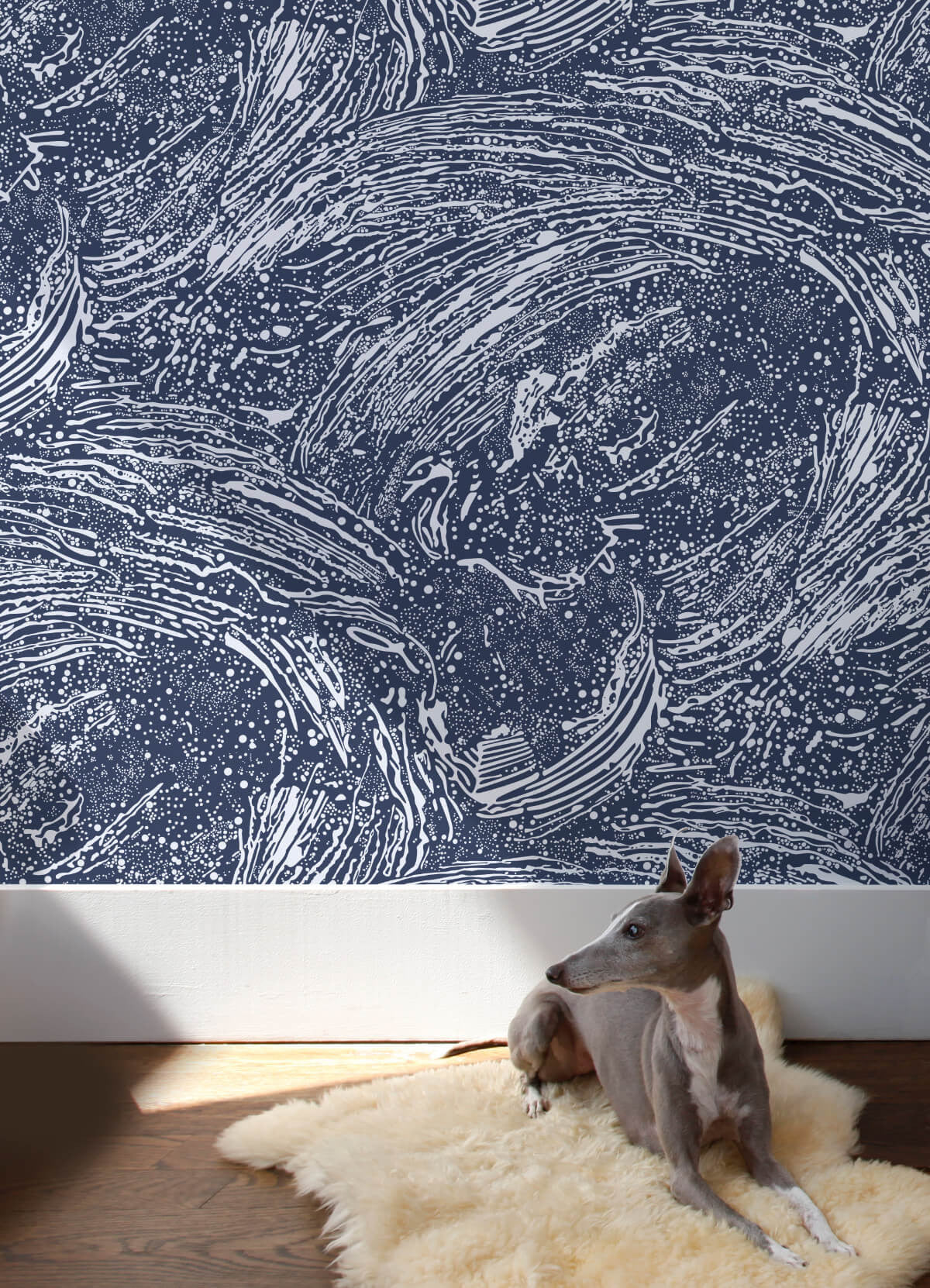 Sample Cosmic Splash Wallpaper in Lazurite design by Aimee Wilder