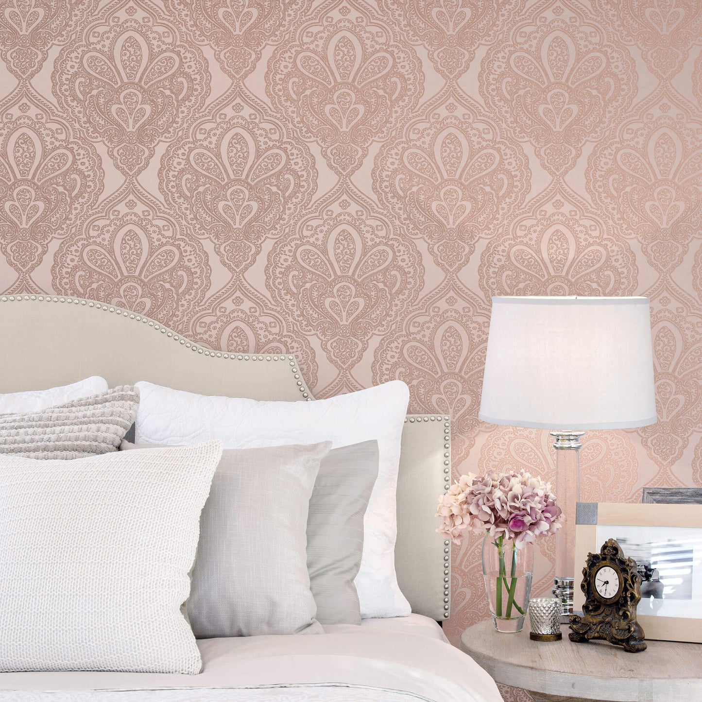 Mehndi Damask Pink/Rose Gold from the Emporium Collection by Galerie Wallcoverings