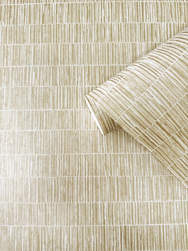 Bamboo Screen Wallpaper in Light Bronze Brown