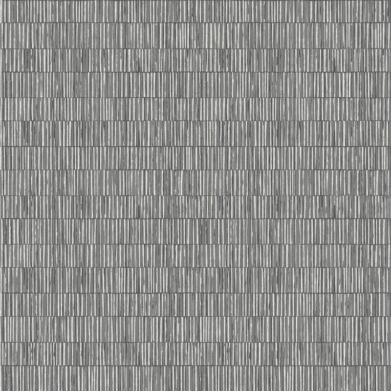 Sample Bamboo Screen Wallpaper in Deep Silver Grey
