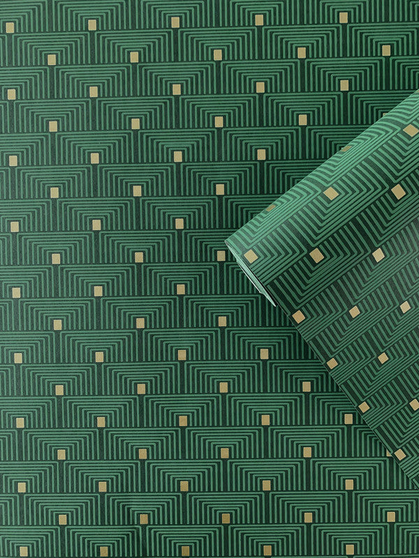 Geo Key Wallpaper in Green/Gold