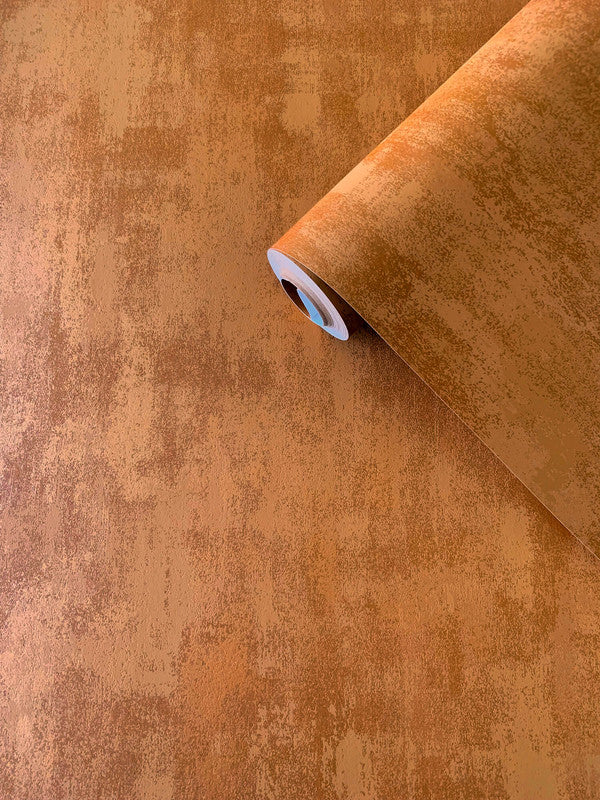 Tonal Plain Industrial Wallpaper in Orange