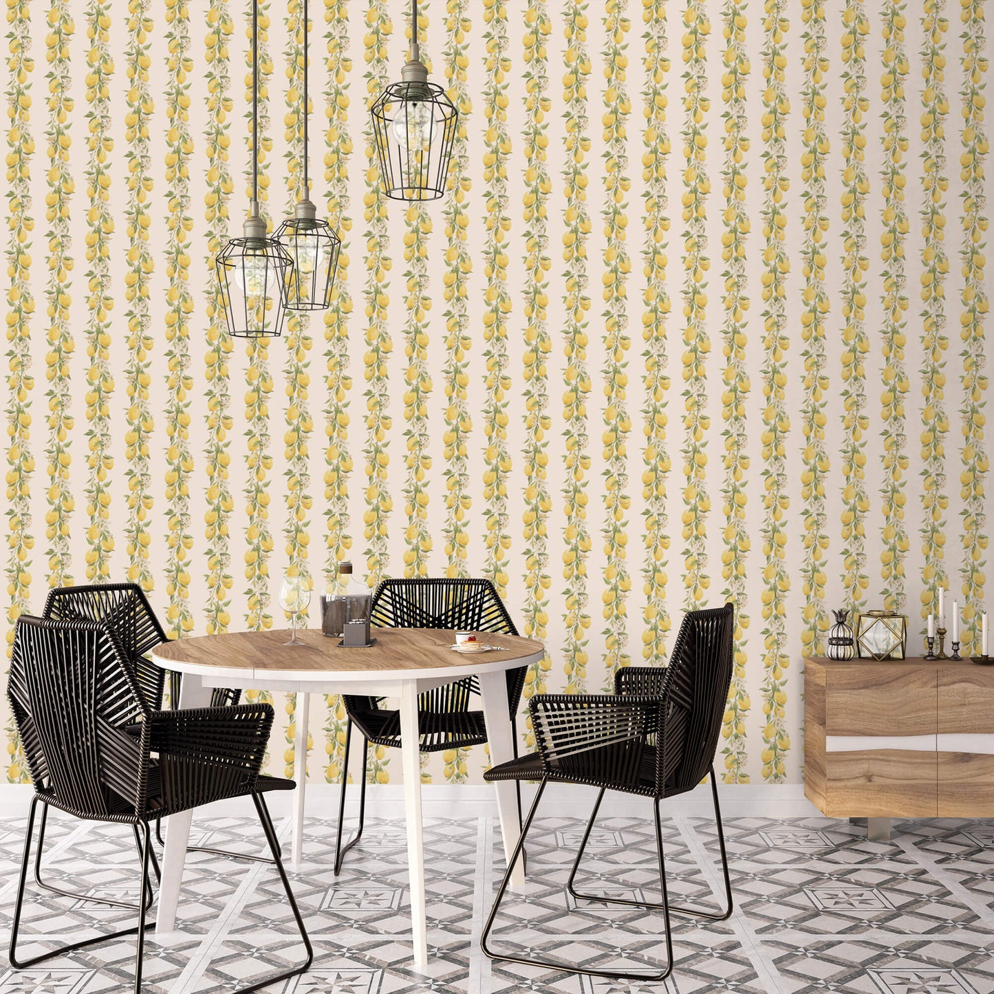 Lemon Stripe Yellow/Beige Wallpaper from the Just Kitchens Collection by Galerie Wallcoverings