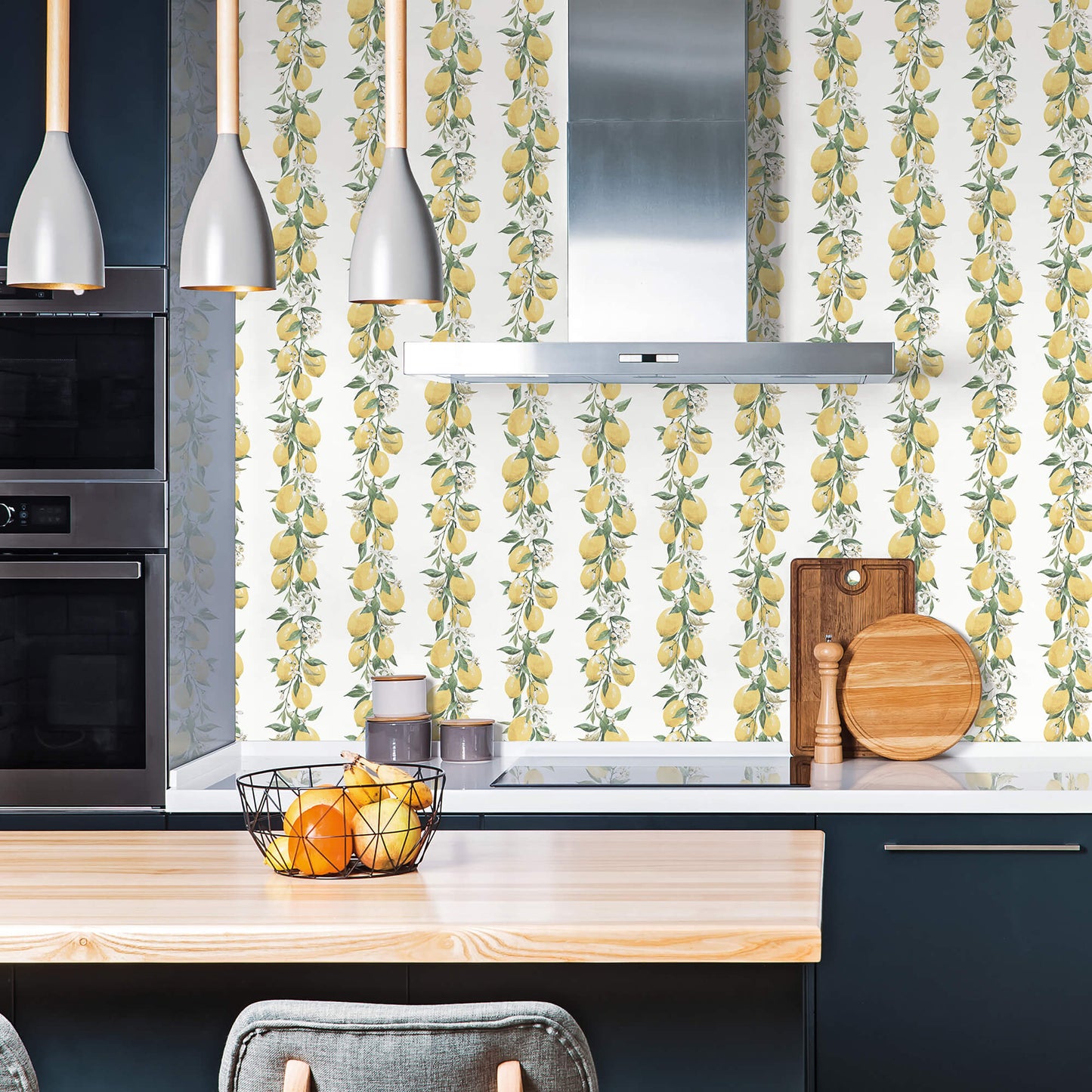 Lemon Stripe Yellow/Green Wallpaper from the Just Kitchens Collection by Galerie Wallcoverings