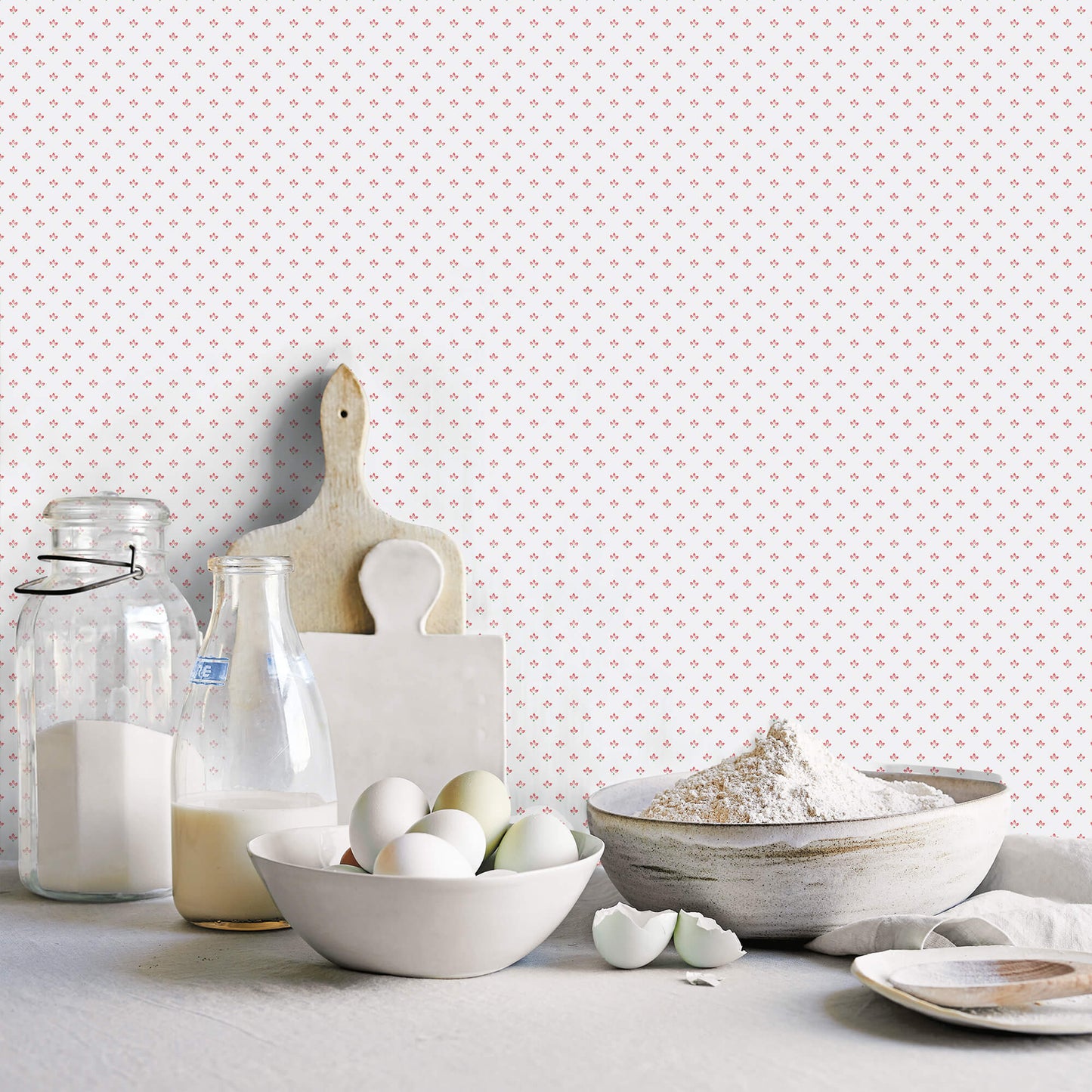 Tri Leaf Red/Green Wallpaper from the Just Kitchens Collection by Galerie Wallcoverings