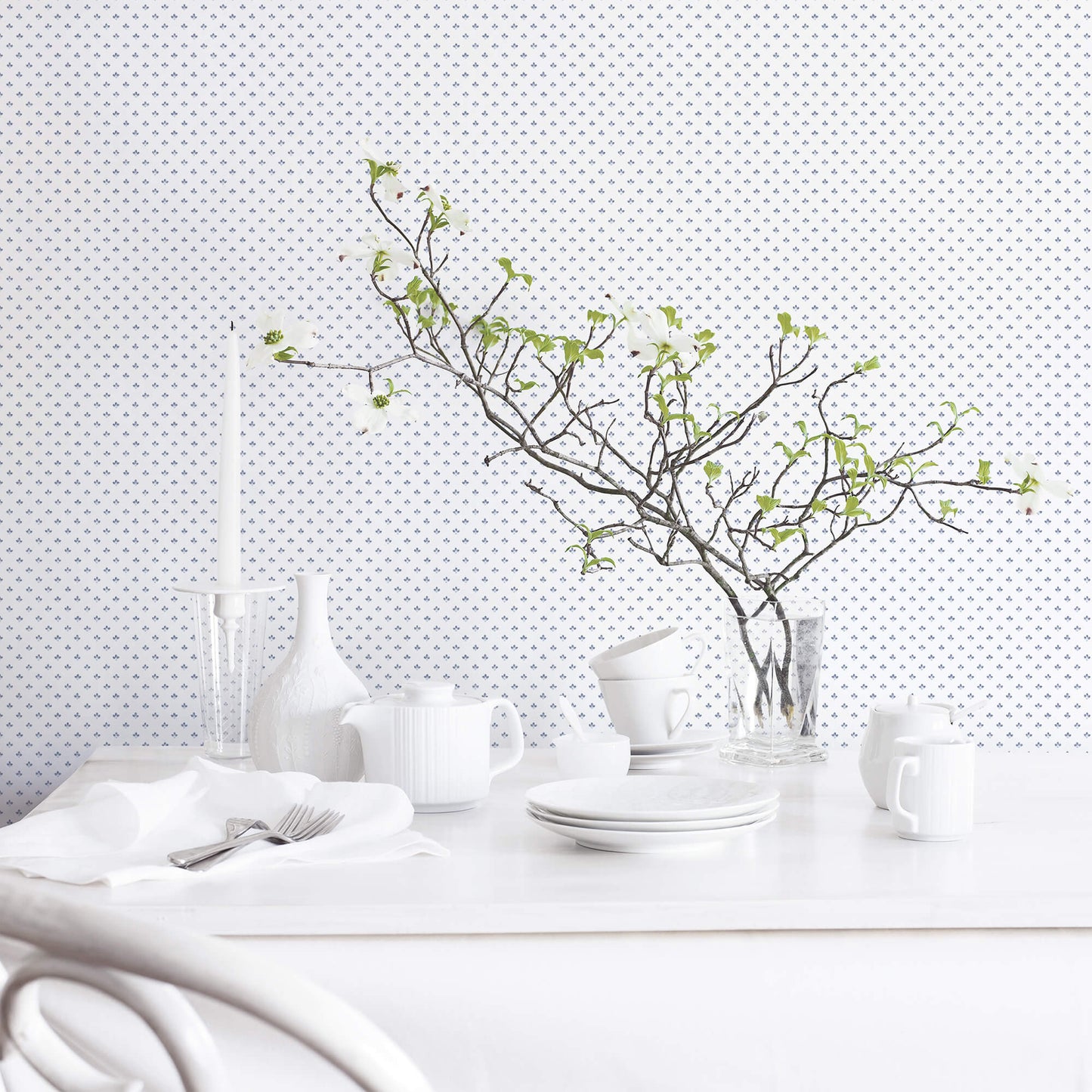 Tri Leaf Navy/Blue Wallpaper from the Just Kitchens Collection by Galerie Wallcoverings