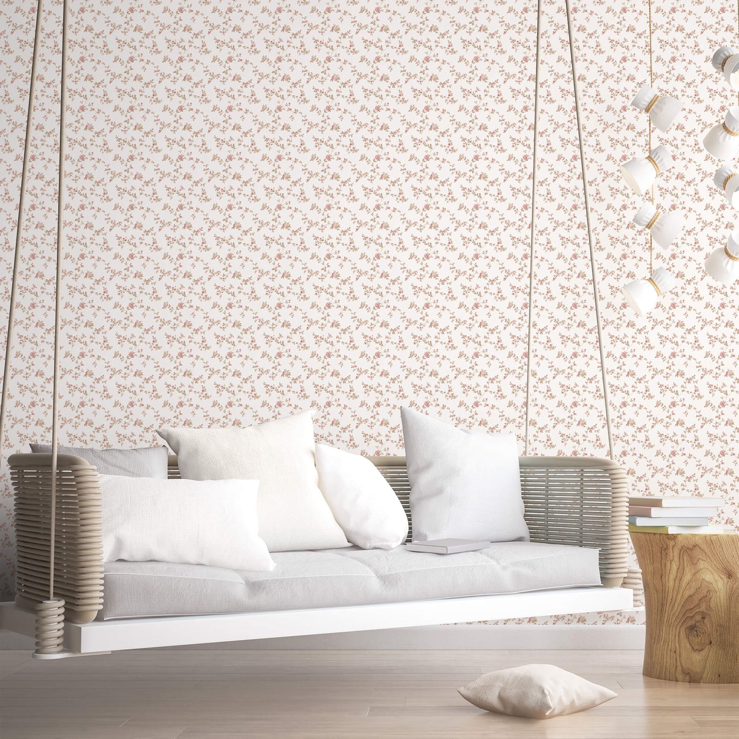 Delicate Floral Cranberry/Tan Wallpaper from the Small Prints Collection by Galerie Wallcoverings