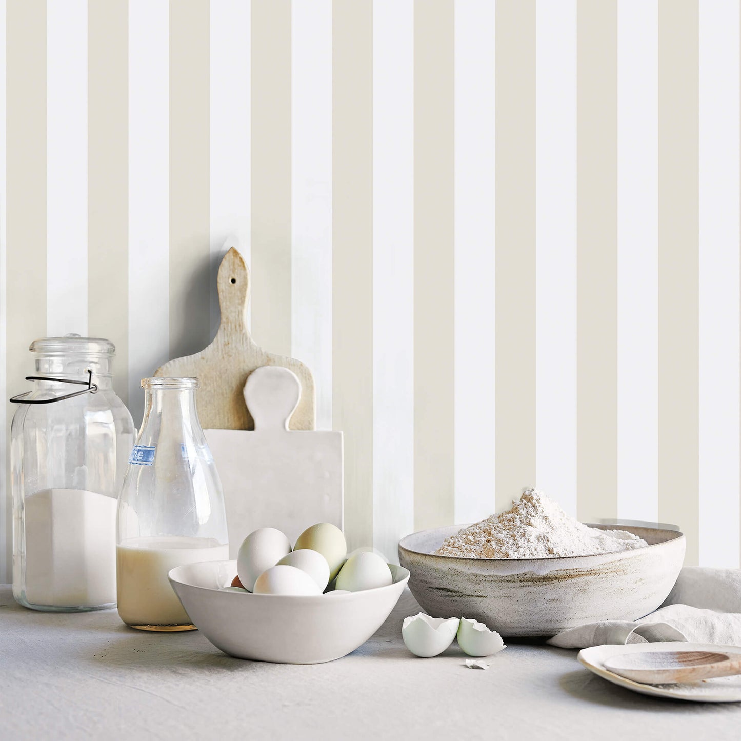 Awning Stripe Taupe Wallpaper from the Just Kitchens Collection by Galerie Wallcoverings