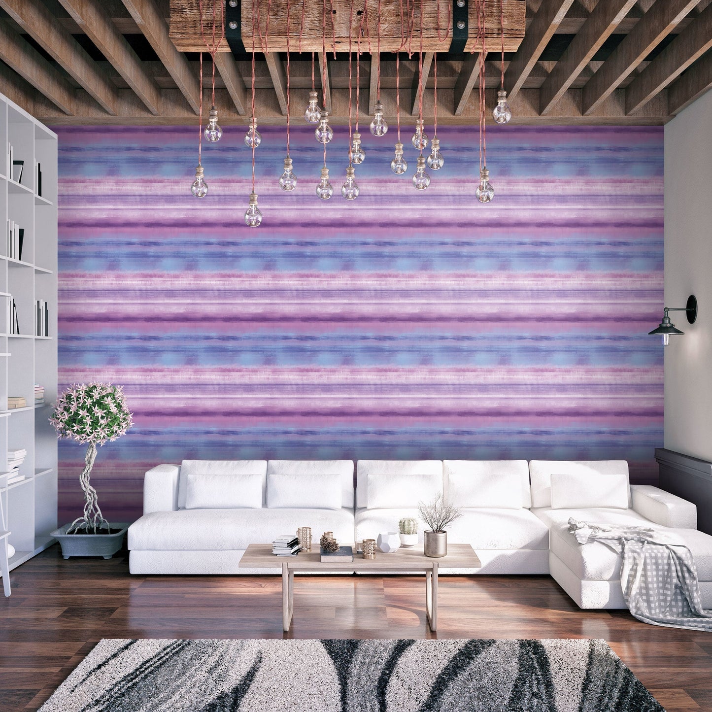 Skye Stripe Purple Wallpaper from the Atmosphere Collection by Galerie Wallcoverings
