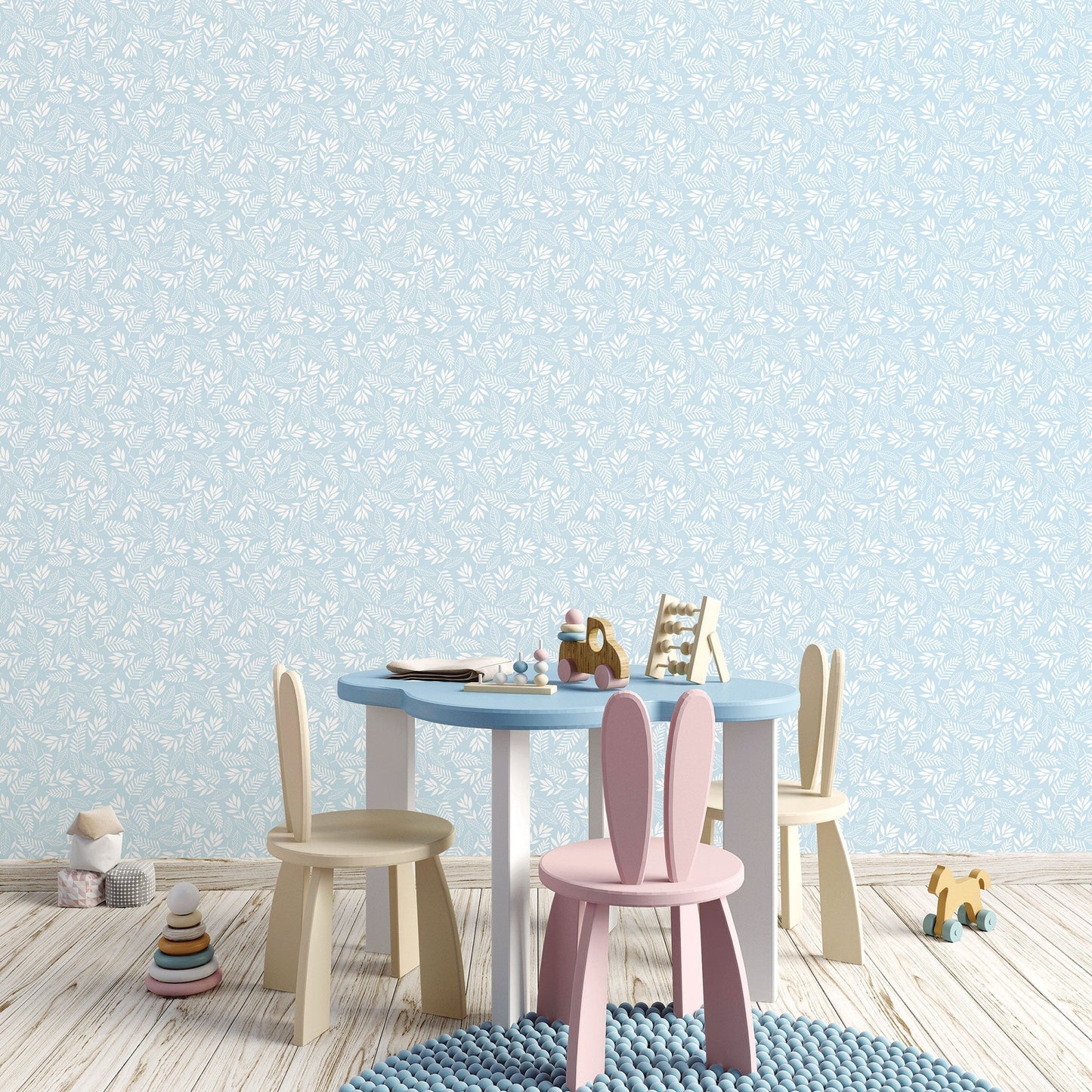 Koala Leaf Light Blue Wallpaper from the Tiny Tots 2 Collection by Galerie Wallcoverings