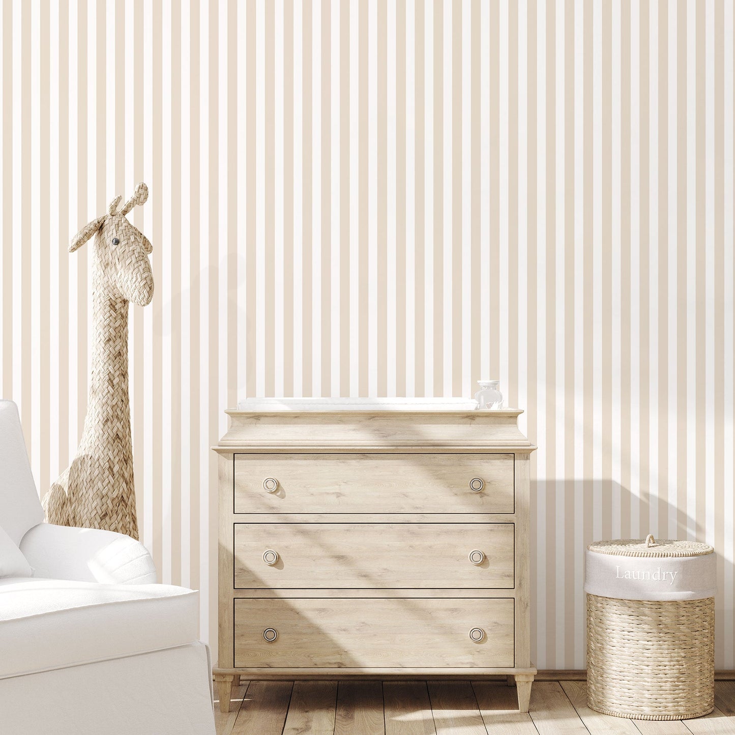 Regency Stripe Beige Wallpaper from the Tiny Tots 2 Collection by Galerie Wallcoverings