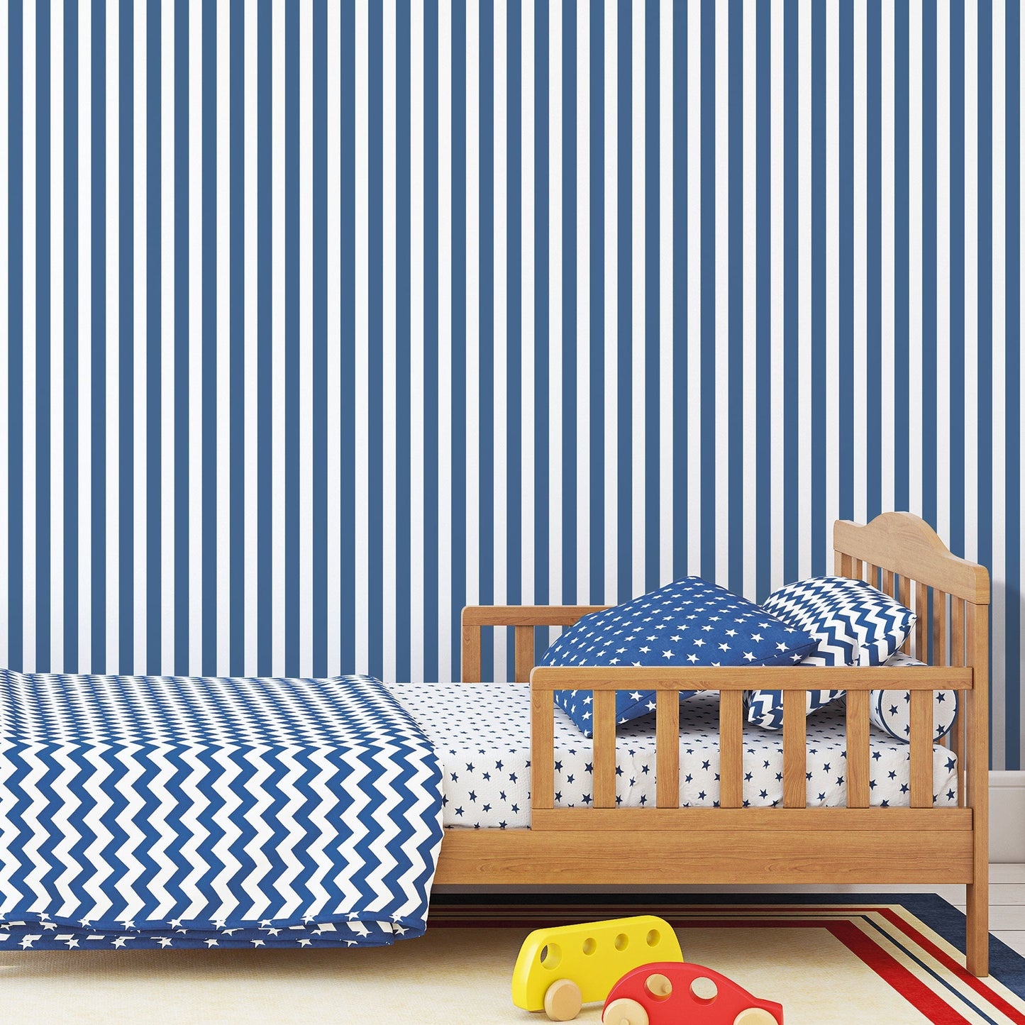 Regency Stripe Cobalt Wallpaper from the Tiny Tots 2 Collection by Galerie Wallcoverings