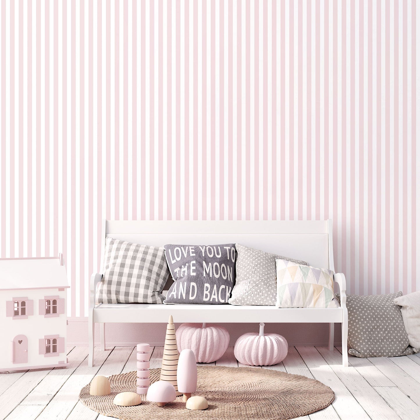 Regency Stripe Pink Wallpaper from the Tiny Tots 2 Collection by Galerie Wallcoverings