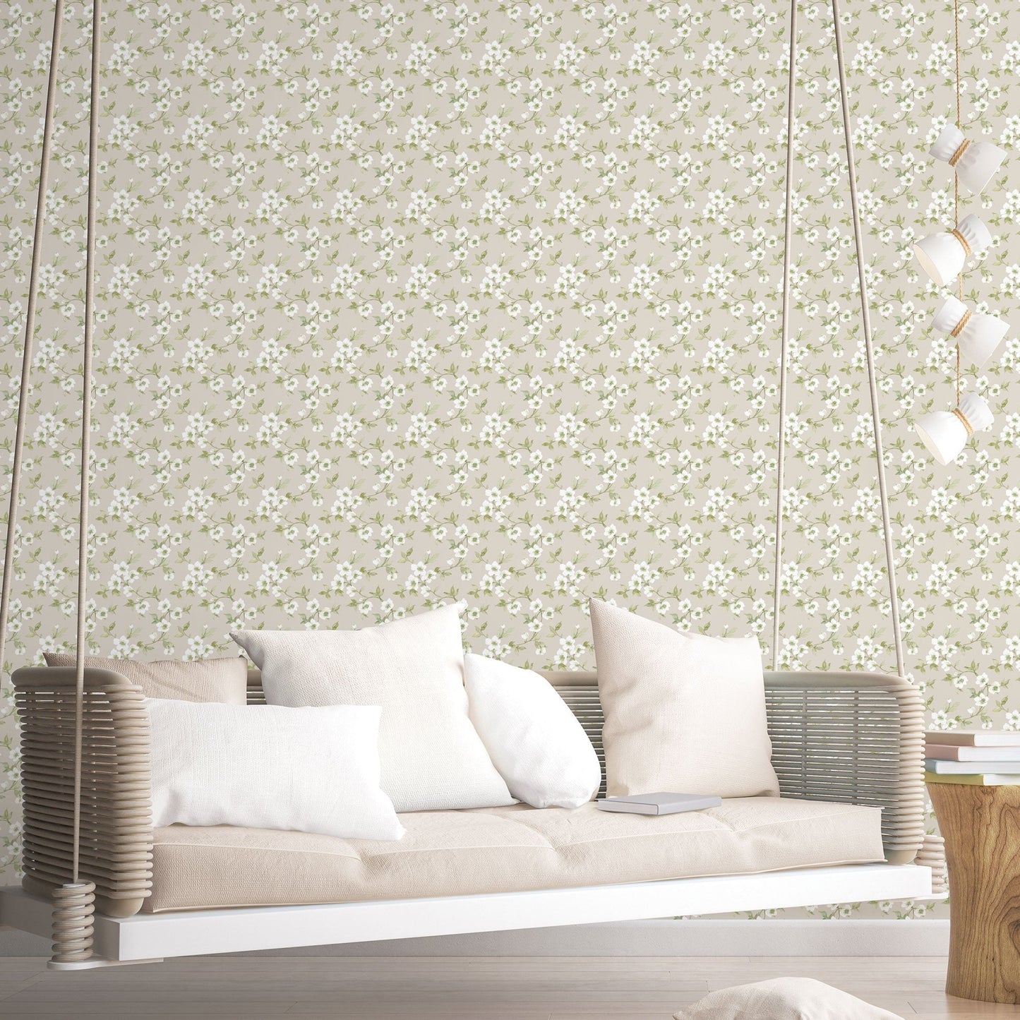 Anemone Mini Taupe Wallpaper from the Secret Garden Collection by Galerie Wallcoverings