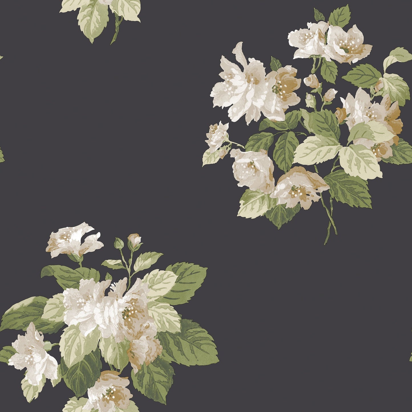 sample classic bouquet black wallpaper from the secret garden collection by galerie wallcoverings 1