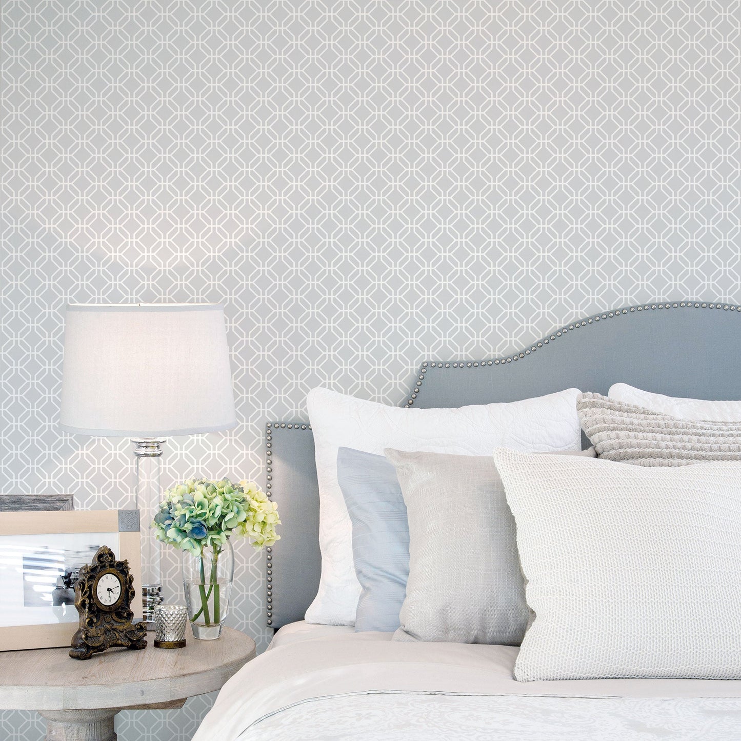 Trellis Negative Grey Wallpaper from the Secret Garden Collection by Galerie Wallcoverings