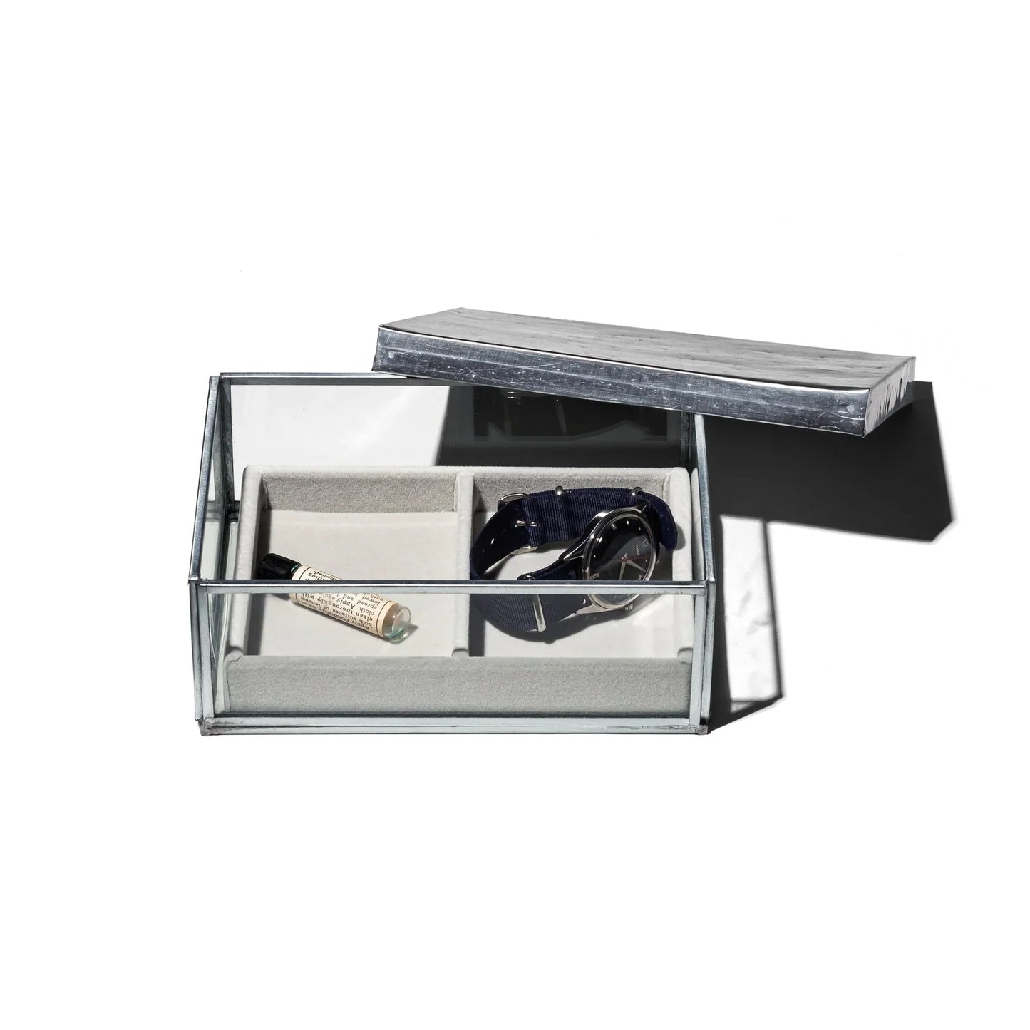 Jewelry Glass Box with Recycle Steel Lid - Double