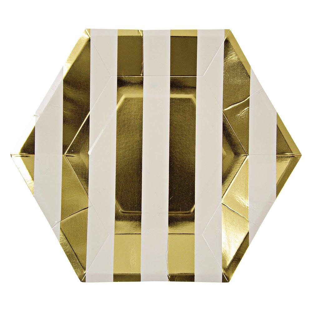 gold stripe large plates by meri meri 1