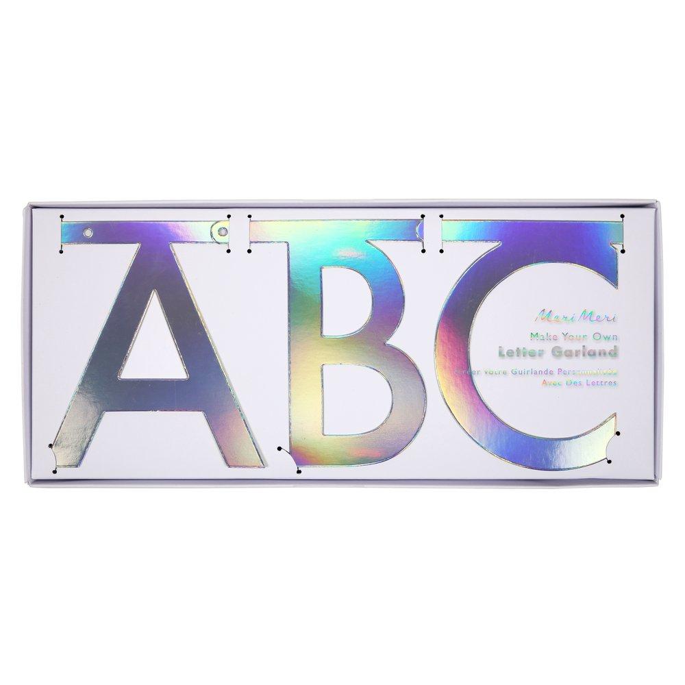 silver holographic letter garland kit by meri meri 4