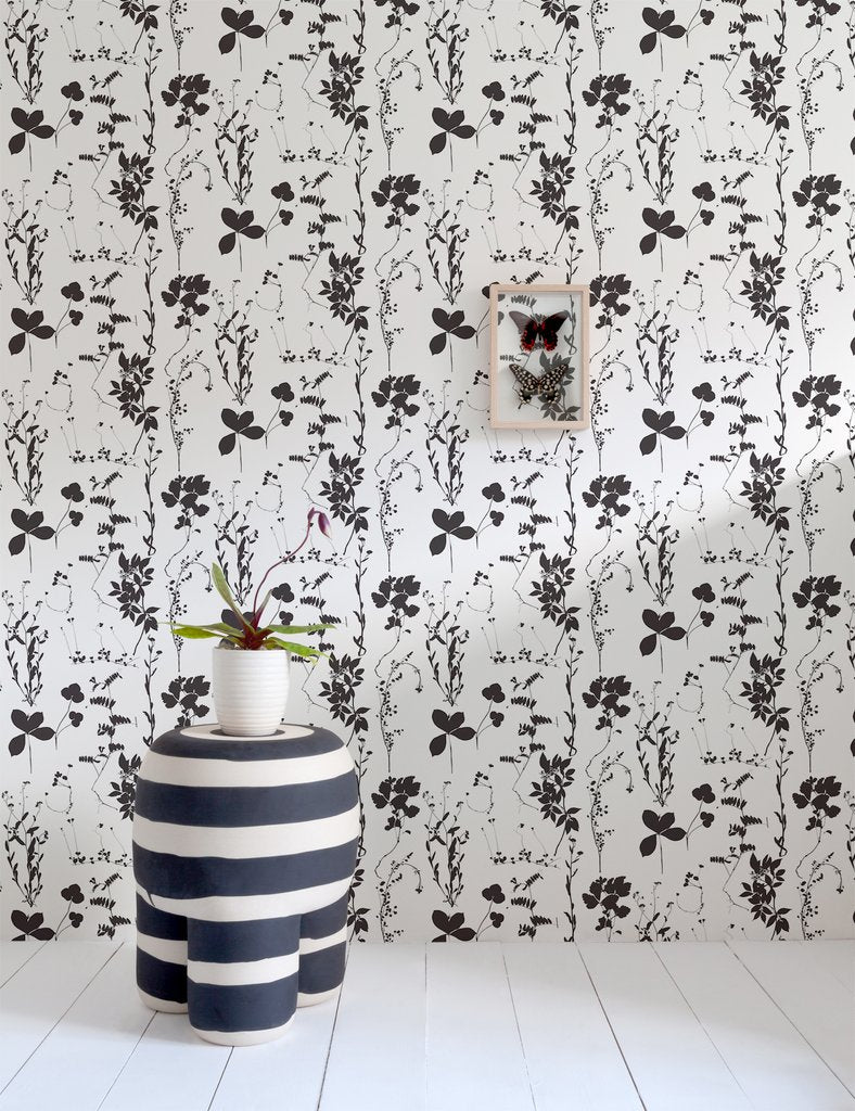 Sample Herbario Wallpaper in Cinder design by Aimee Wilder