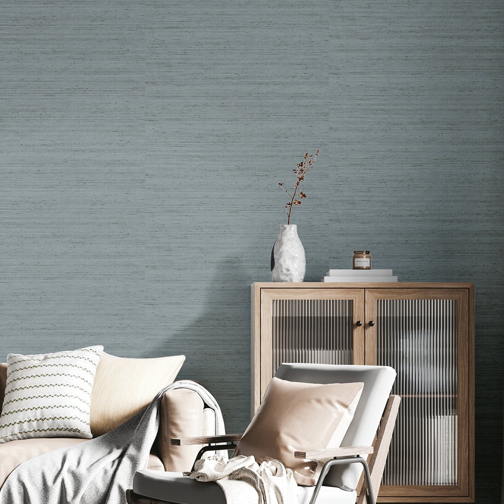 Synergy Shantung Tonale Wallpaper in Blue