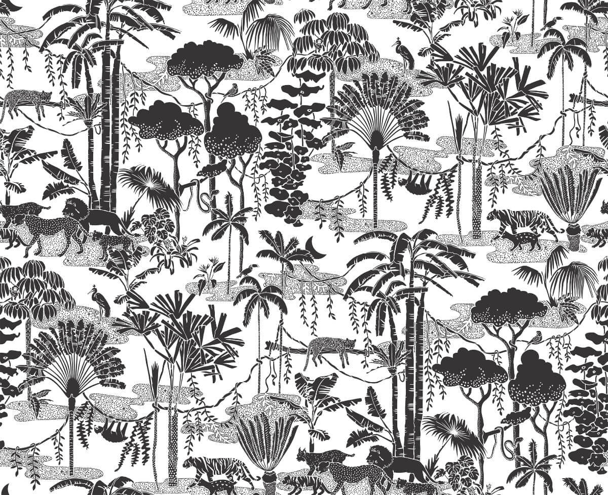 Jungle Dream Wallpaper in Charcoal design by Aimee Wilder