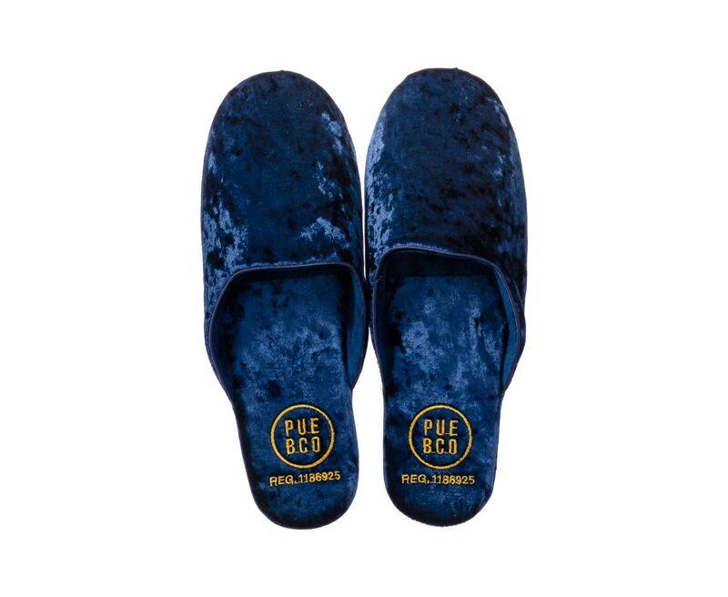 velvet slipper large navy blue design by puebco 1