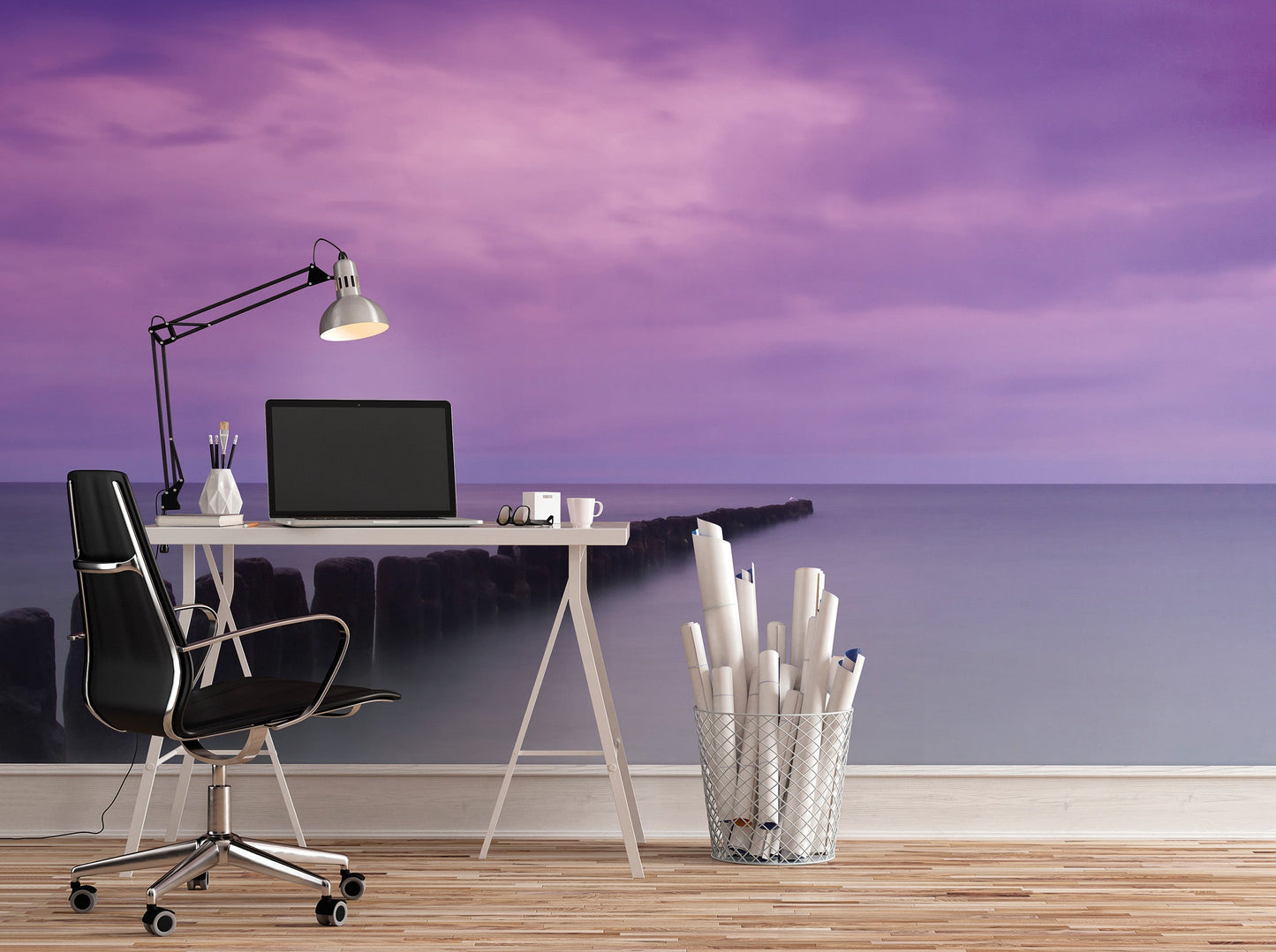 Pier Purple Wall Mural from the Atmosphere Collection by Galerie Wallcoverings