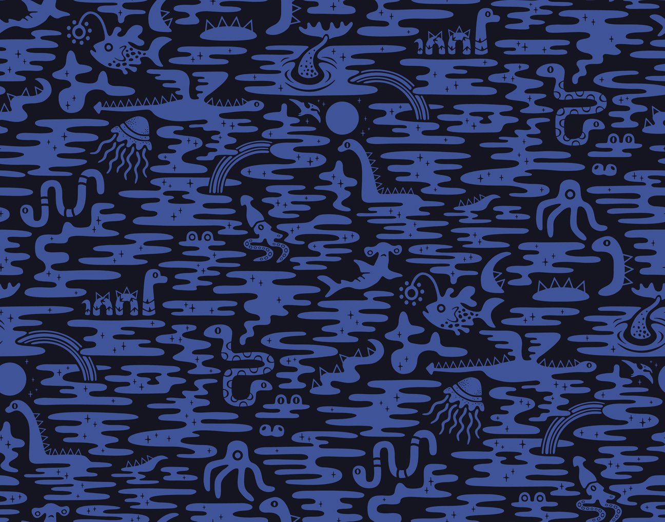 Sample Mystic Lagoon Wallpaper in Aster design by Aimee Wilder