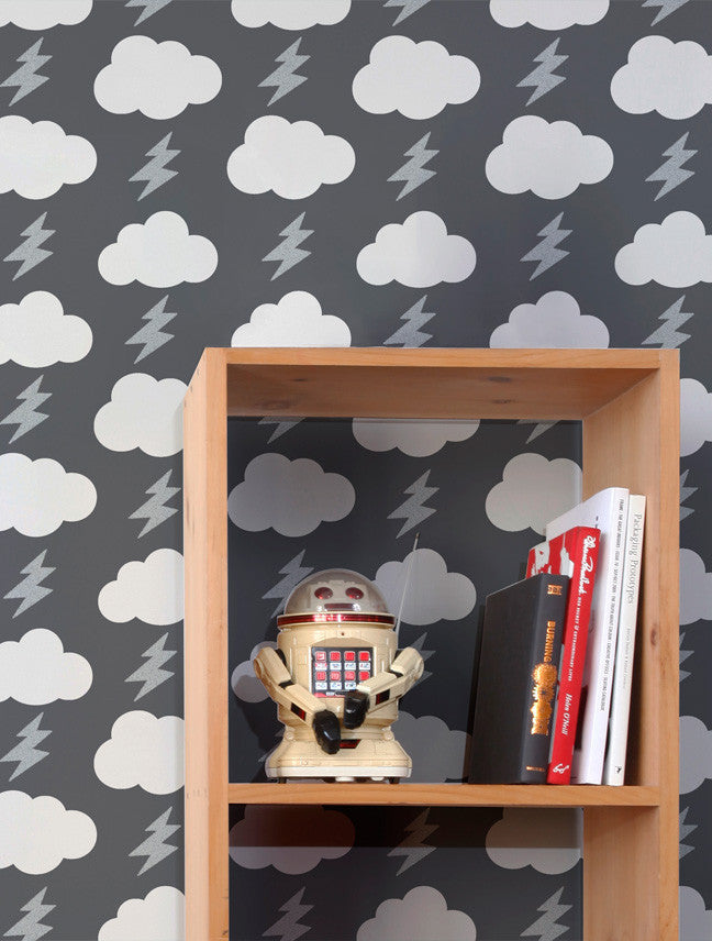 Sample Rainbolts Wallpaper in Stormy design by Aimee Wilder