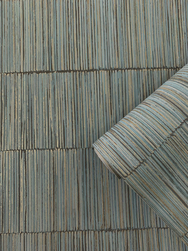 Bamboo Stripe Wallpaper in Green/Gold