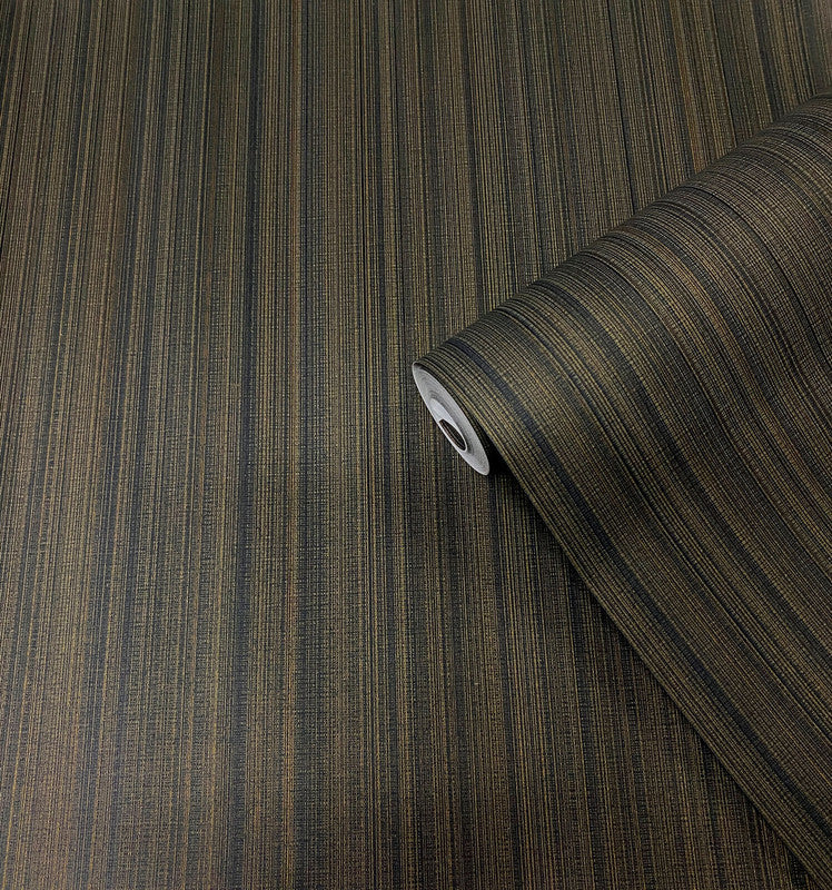 Textured Stripe Wallpaper in Bronze/Black