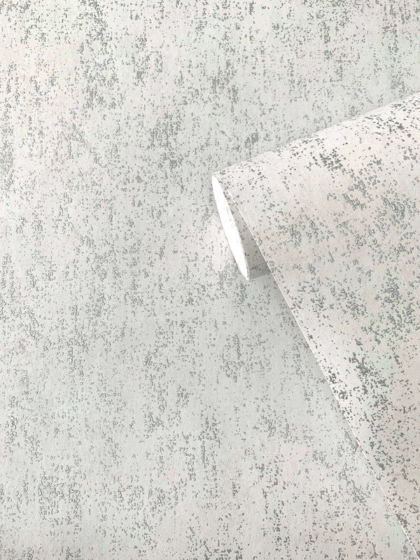 Speck Industrial Mottled Wallpaper in Silver Grey