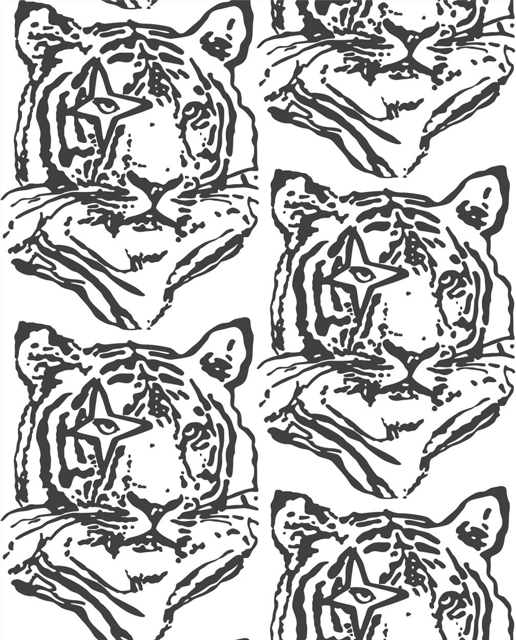 Star Tiger Wallpaper in Charcoal design by Aimee Wilder