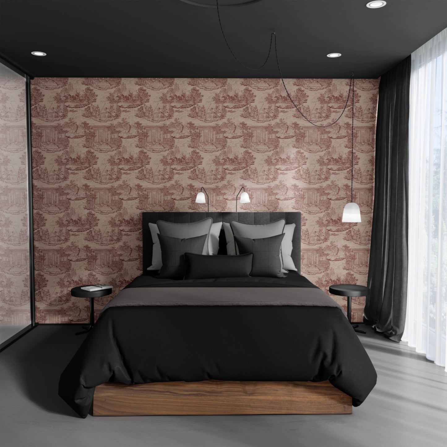 Thuglife Wallpaper in Blush/Maroon
