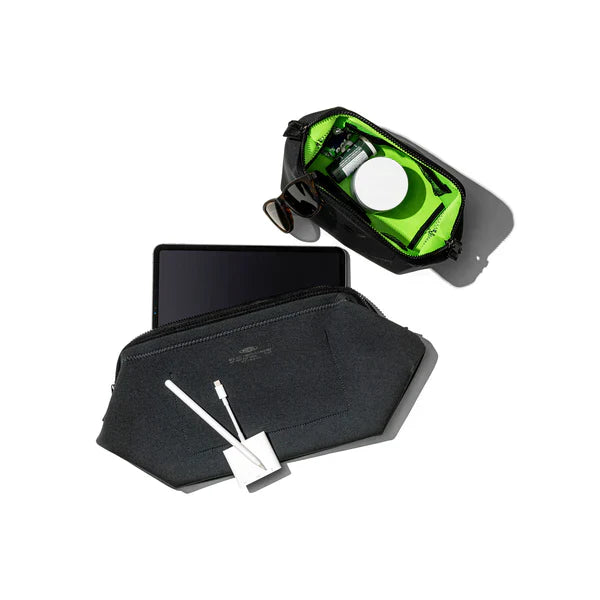 Wired Pouch Small in Dark Gray & Green