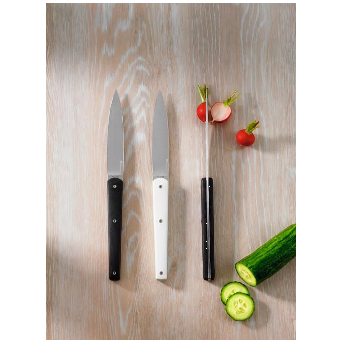 Mirror Mirage Gift Box of 6 Table Steak Knives in White by Degrenne Paris