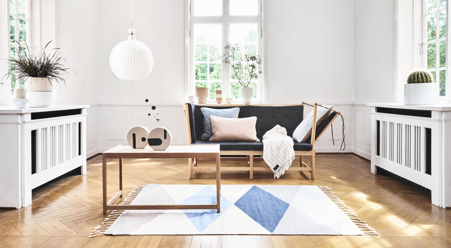 Alba Plaid Throw in Blue & Camel design by OYOY