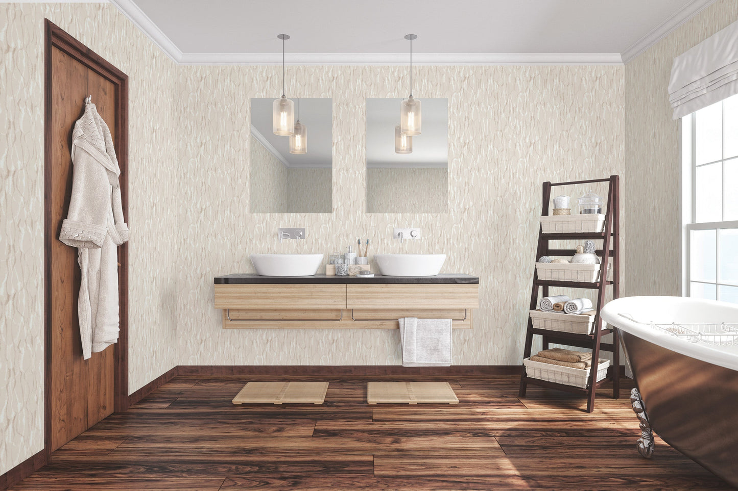 Drizzle Beige Wallpaper from the Atmosphere Collection by Galerie Wallcoverings