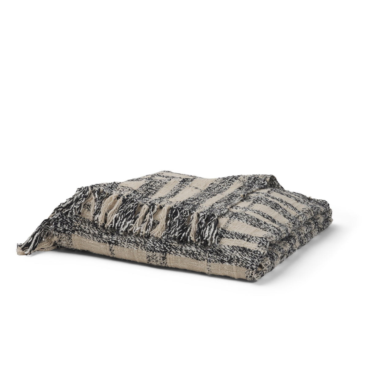 Pendle Black Plaid Cotton Throw Blanket Mercana Mer 71450 1