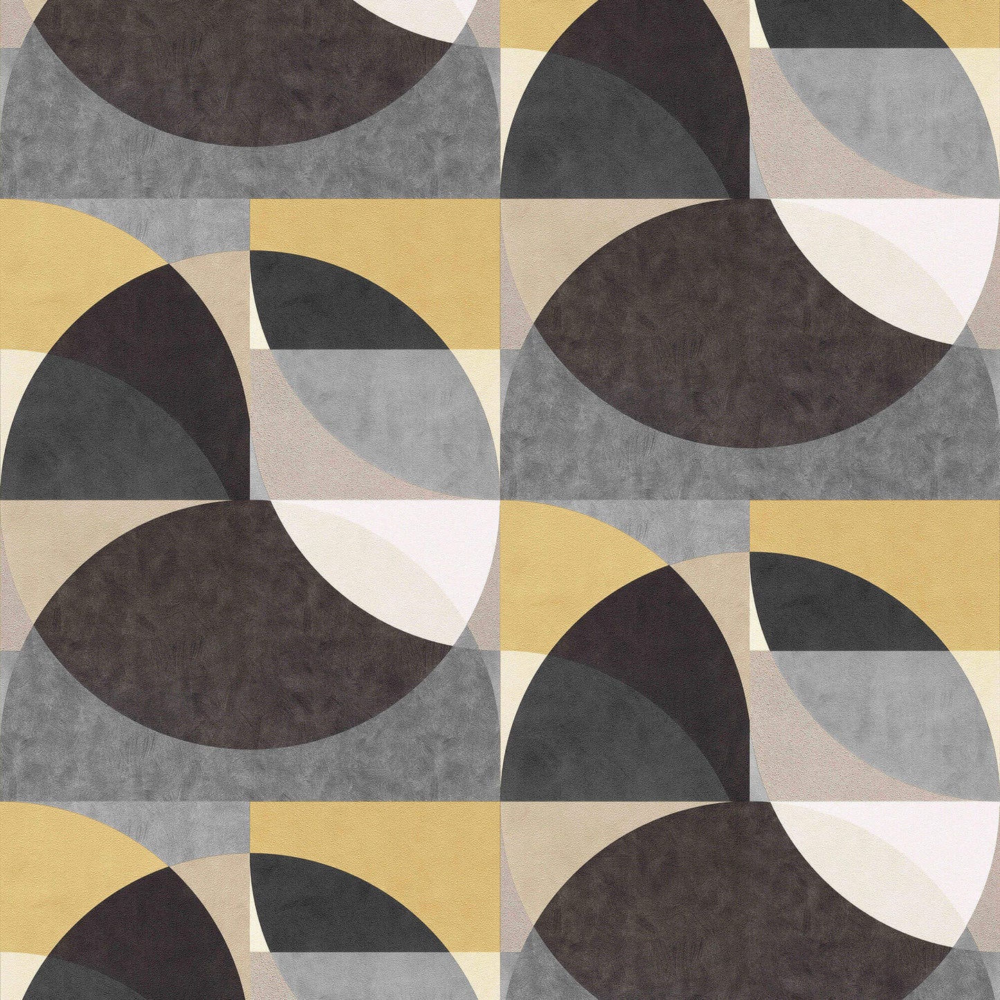 sample geometric circle graphic wallpaper in gold grey cream from the elle decoration collection by galerie wallcoverings 1