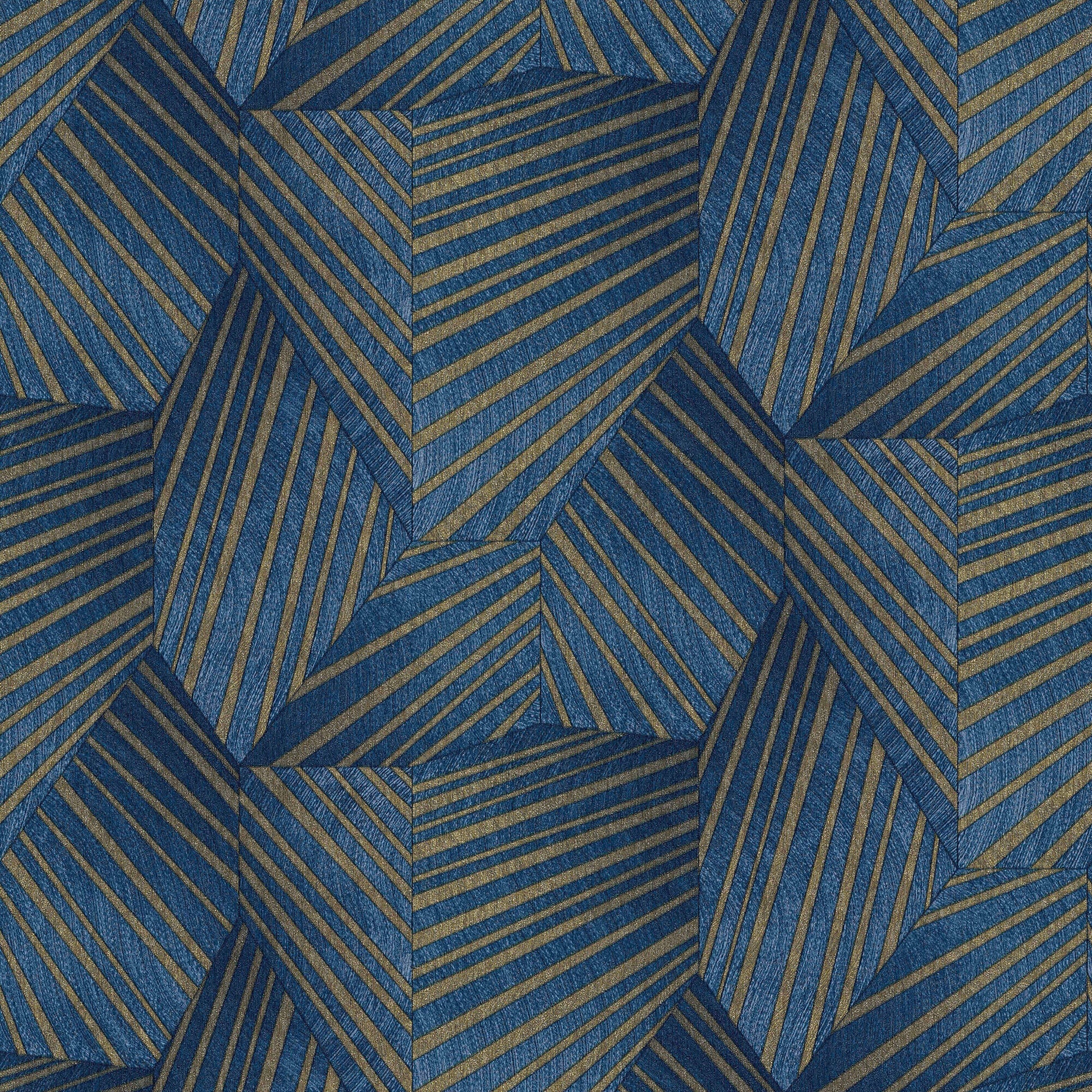 sample geometric d triangle wallpaper in blue gold from the elle decoration collection by galerie wallcoverings 1