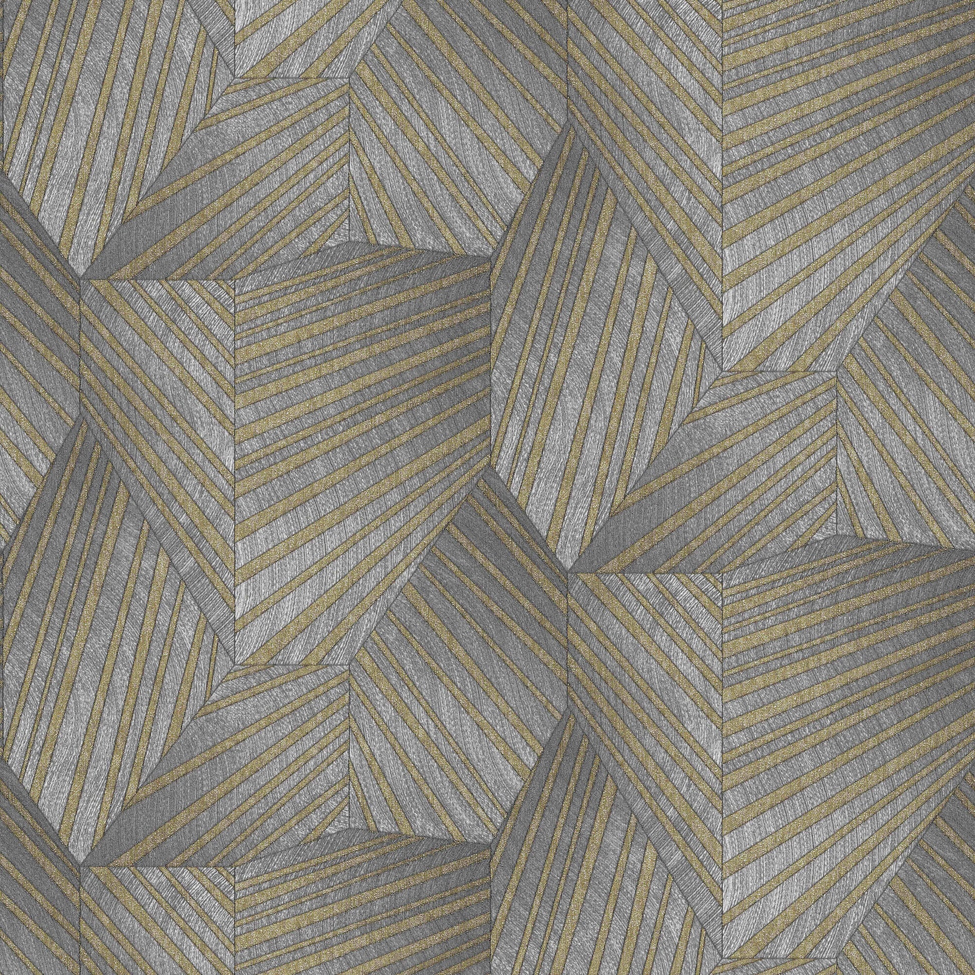 sample geometric d triangle wallpaper in grey gold from the elle decoration collection by galerie wallcoverings 1