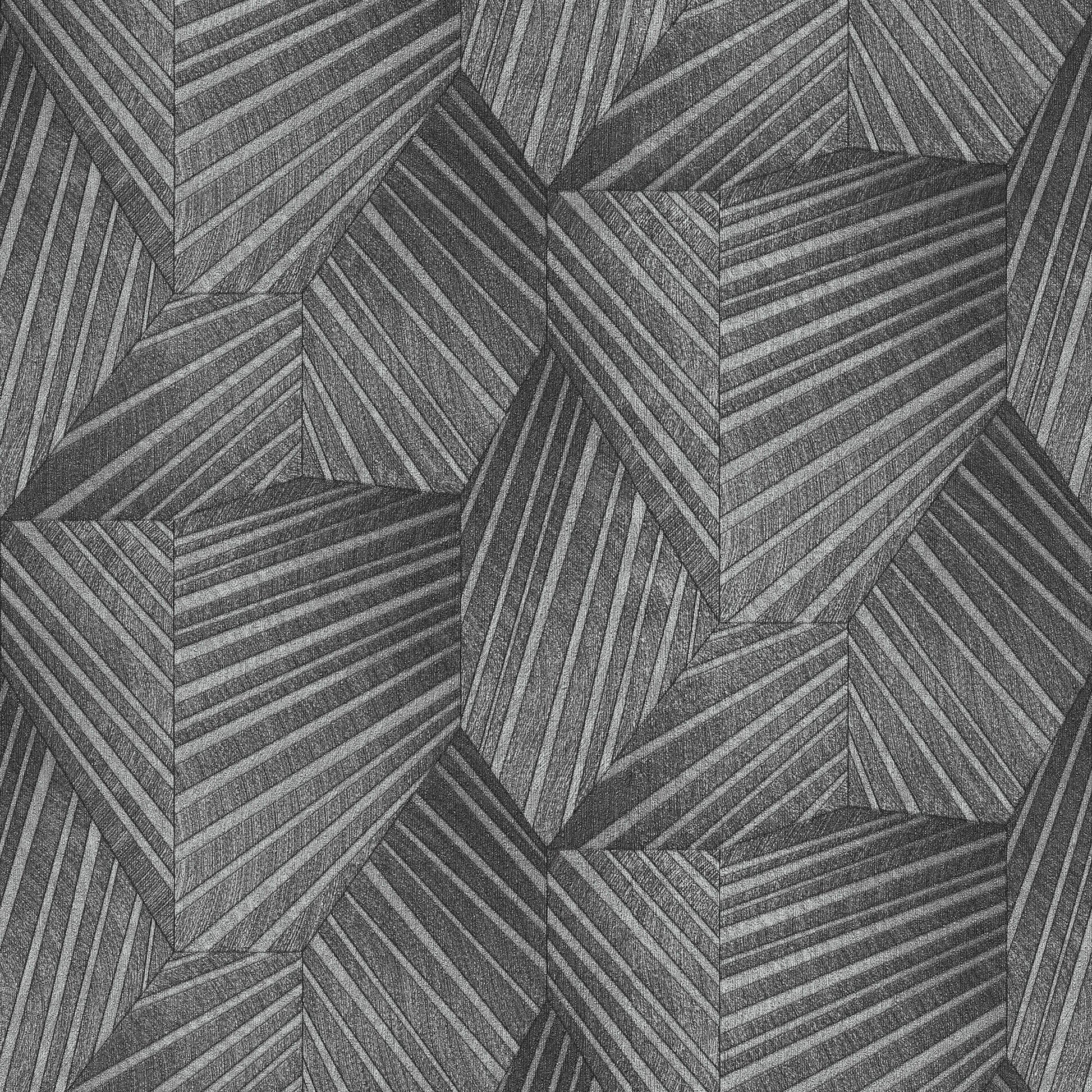 sample geometric d triangle wallpaper in black silver from the elle decoration collection by galerie wallcoverings 1