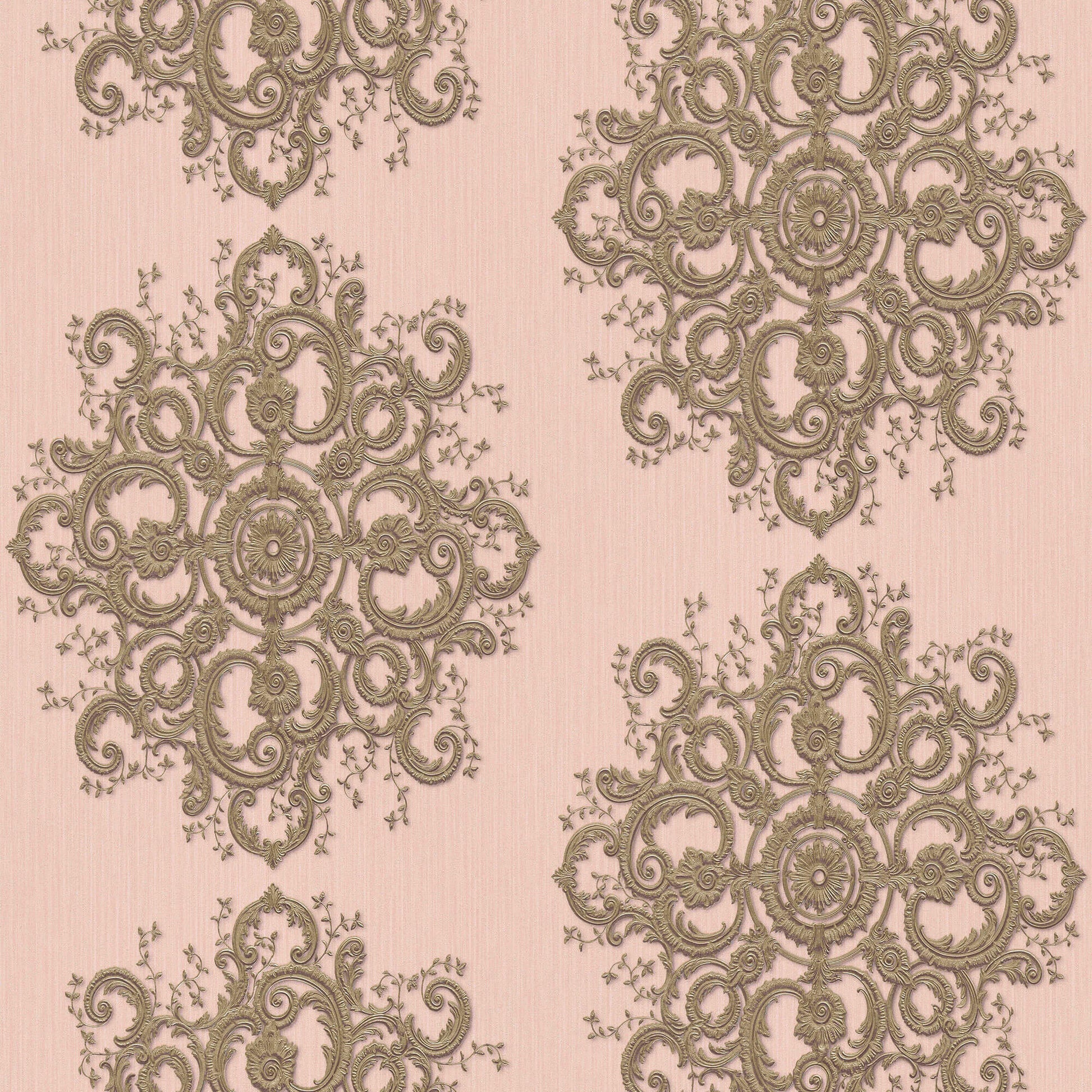 sample baroque damask wallpaper in blush gold from the elle decoration collection by galerie wallcoverings 1