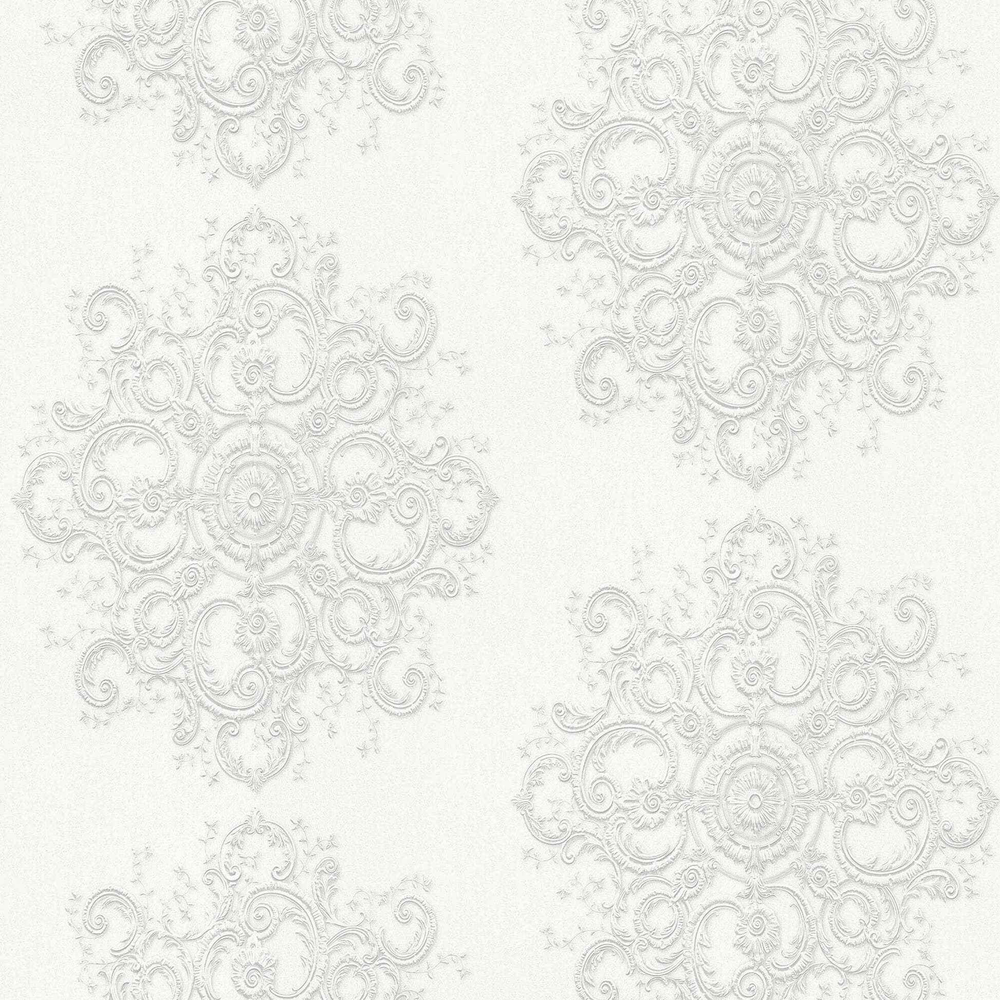 sample baroque damask wallpaper in cream light silver from the elle decoration collection by galerie wallcoverings 1