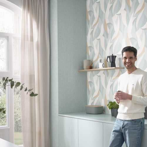 Elle Decoration Geo Graphic Wallpaper in Aqua